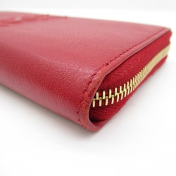 Yves Saint Laurent YVES SAINT LAURENT Round Long Wallet Leather Women's Red