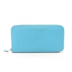 Hermes HERMES Azap Long Round Wallet Epsom Leather Women's Blue