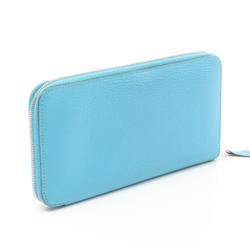 Hermes HERMES Azap Long Round Wallet Epsom Leather Women's Blue