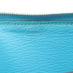 Hermes HERMES Azap Long Round Wallet Epsom Leather Women's Blue