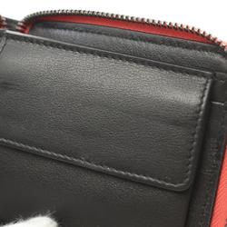 Valentino Round Wallet Leather Canvas Men's Red Multicolor