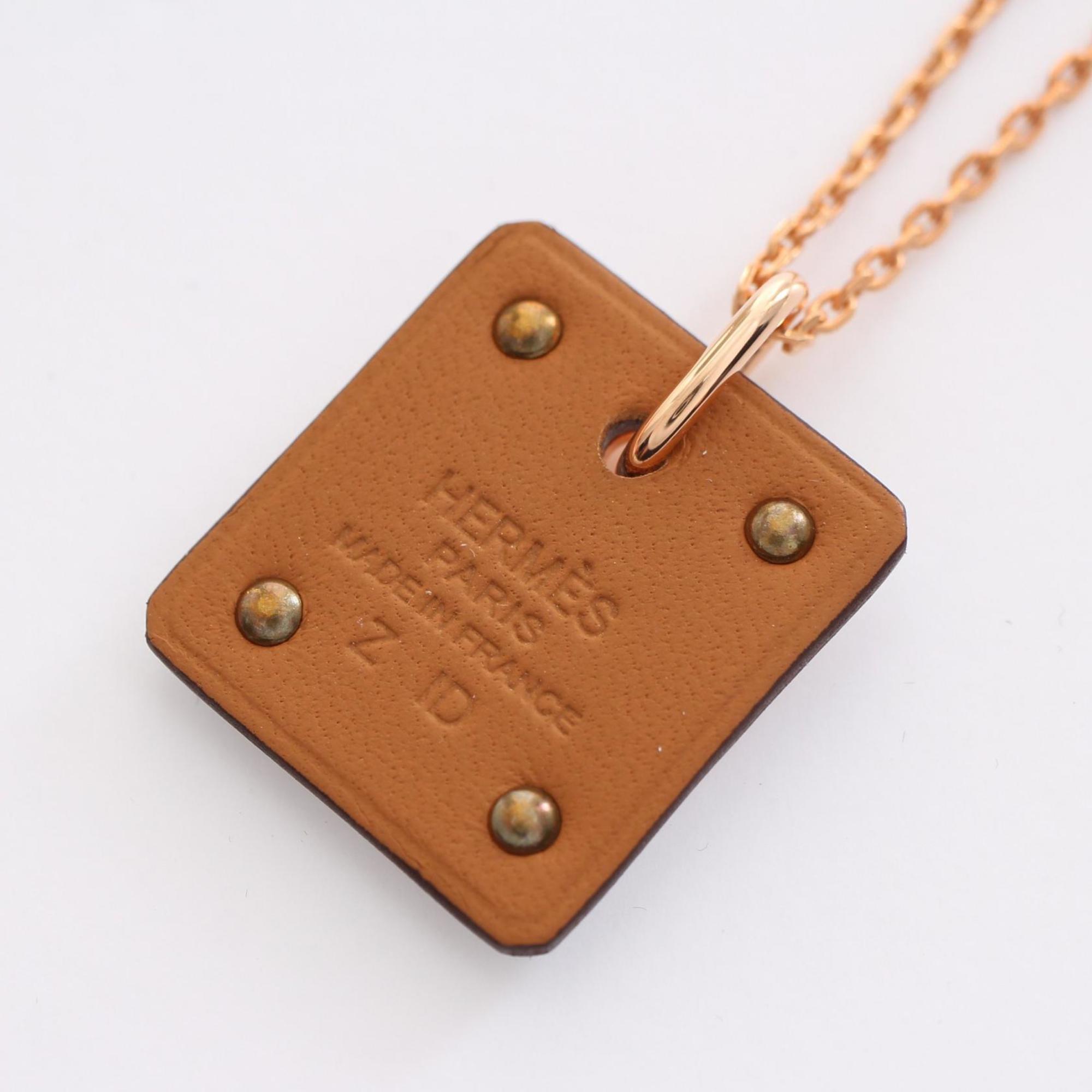 Hermes HERMES Asdukur PM Necklace GP (Gold Plated) Veau Swift Ladies Gold Blue