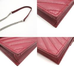 Yves Saint Laurent Chain Wallet Shoulder Bag Leather Women's Bordeaux