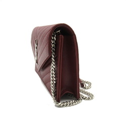 Yves Saint Laurent Chain Wallet Shoulder Bag Leather Women's Bordeaux