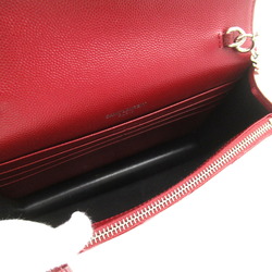 Yves Saint Laurent Chain Wallet Shoulder Bag Leather Women's Bordeaux