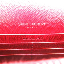 Yves Saint Laurent Chain Wallet Shoulder Bag Leather Women's Bordeaux