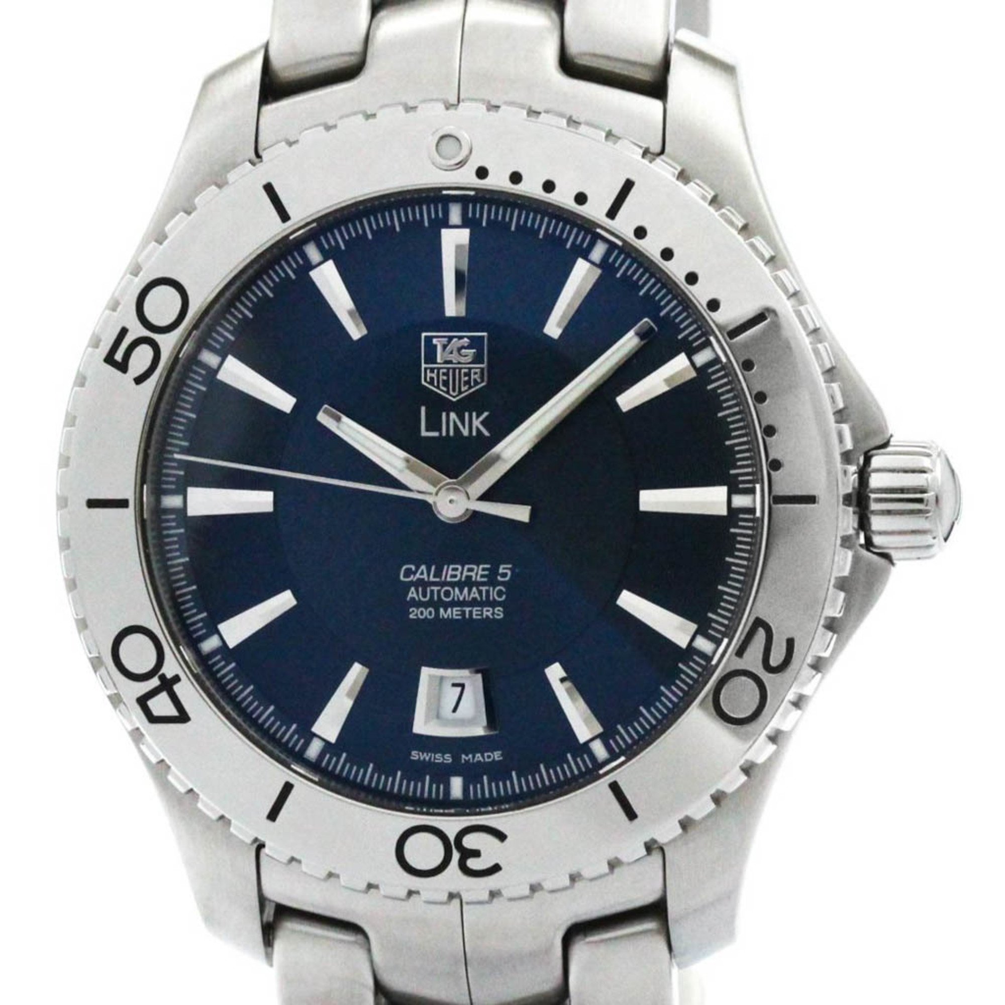 Polished TAG HEUER Link Calibre 5 Steel Automatic Mens Watch WJ201C BF575146