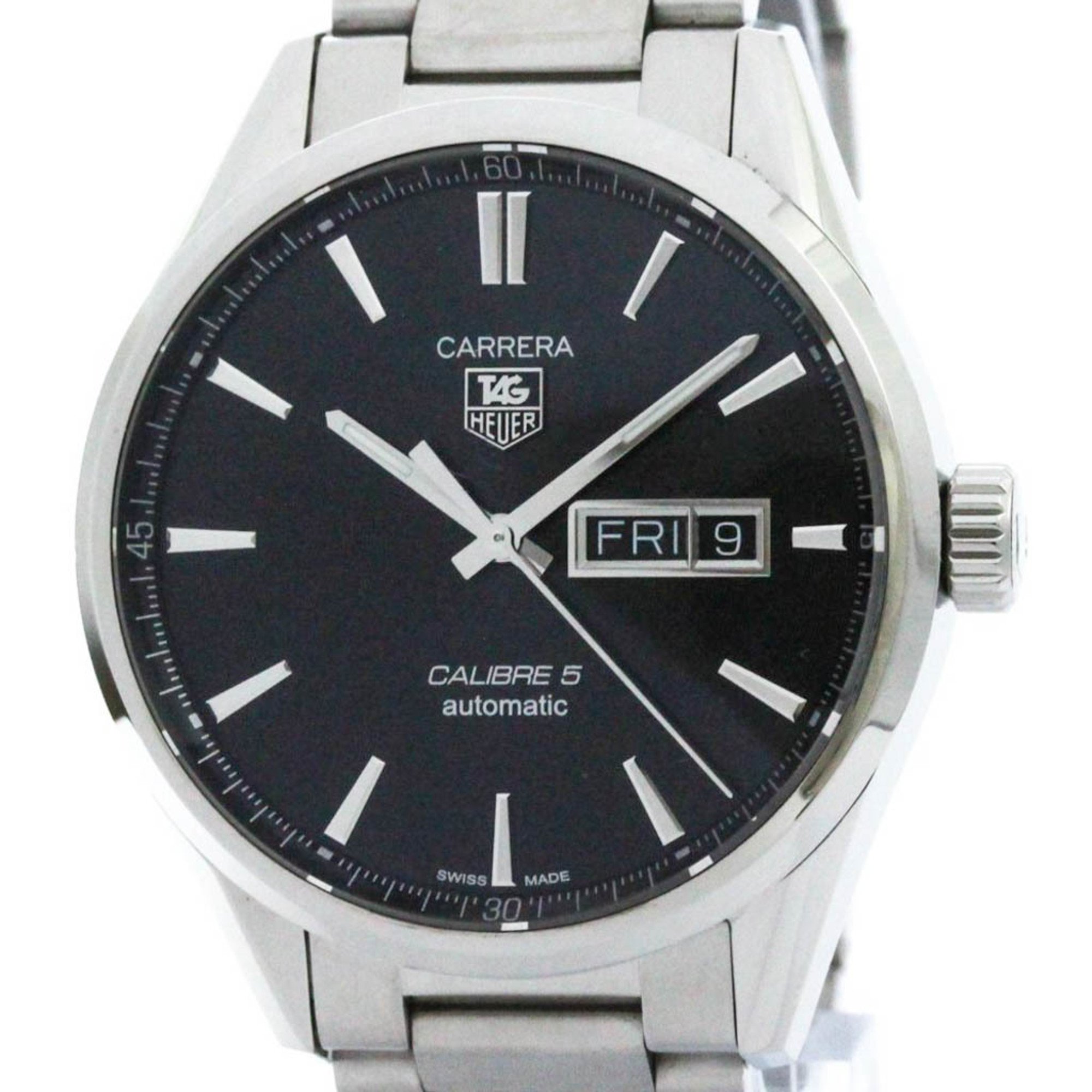 Polished TAG HEUER Carrera Calibre 5 Day Date Automatic Watch WAR201A BF575139