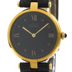 CARTIER Must Vandome Gold Plated Leather Quartz Unisex Watch 590003 BF575193