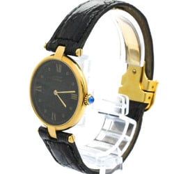 CARTIER Must Vandome Gold Plated Leather Quartz Unisex Watch 590003 BF575193