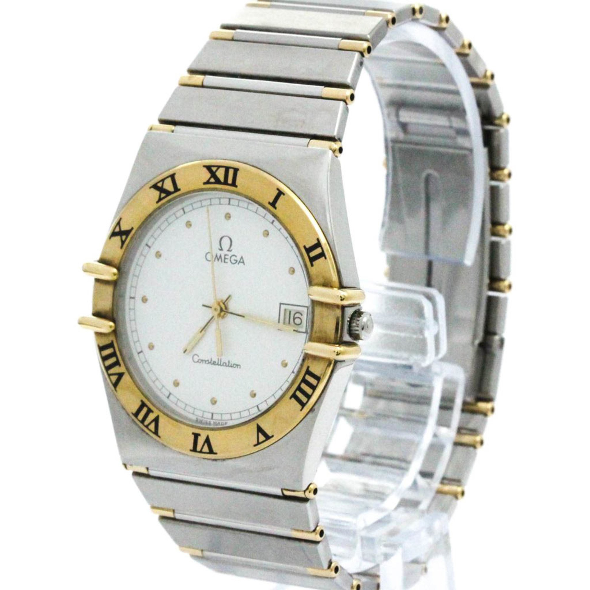 Polished OMEGA Constellation 18K Gold Steel Quartz Mens Watch 396.1076 BF575173