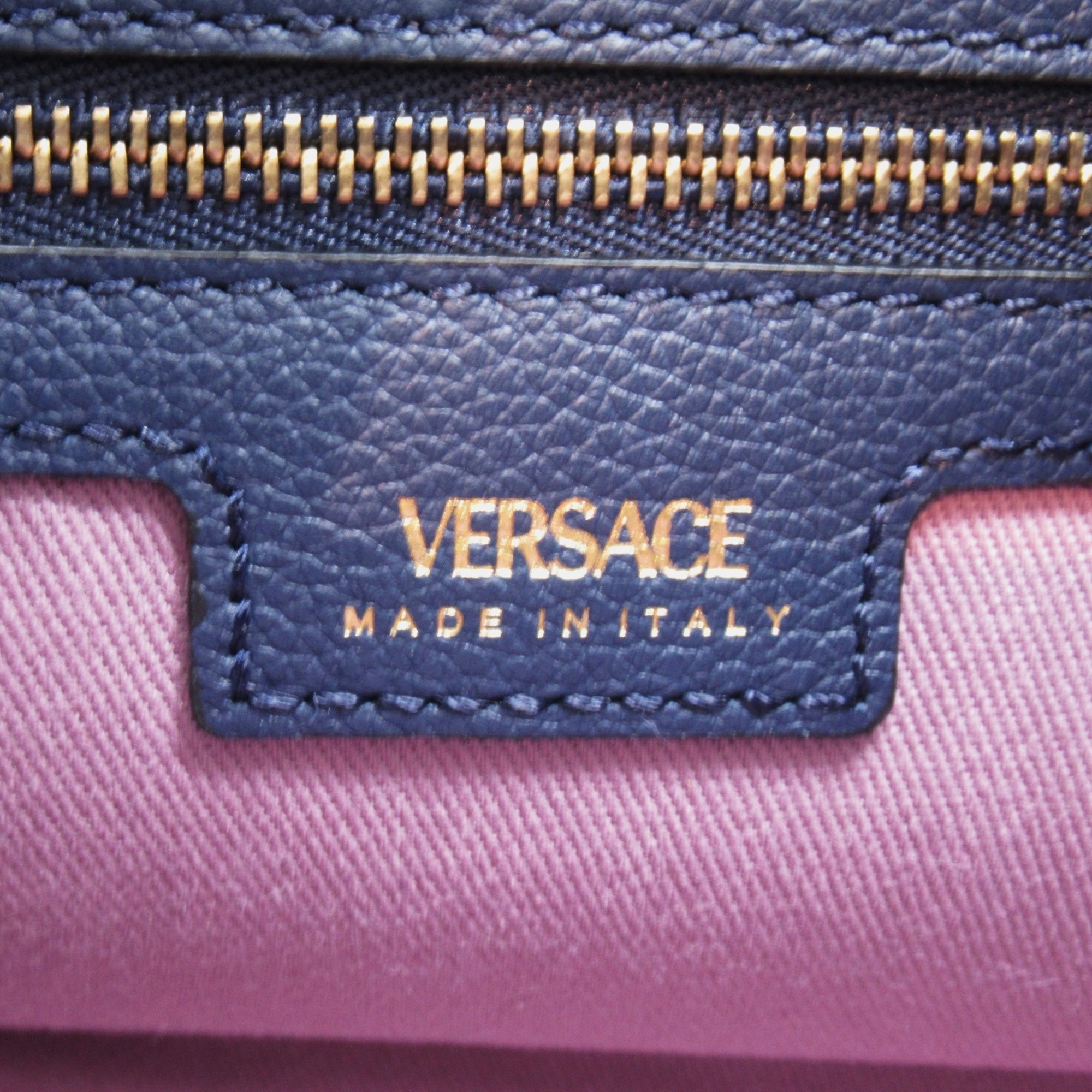 Versace VERSACE 2way shoulder bag leather ladies navy