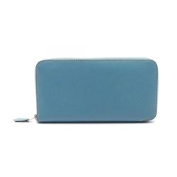 Hermes HERMES Azap Long Classic Round Wallet Epsom Leather Women's Blue