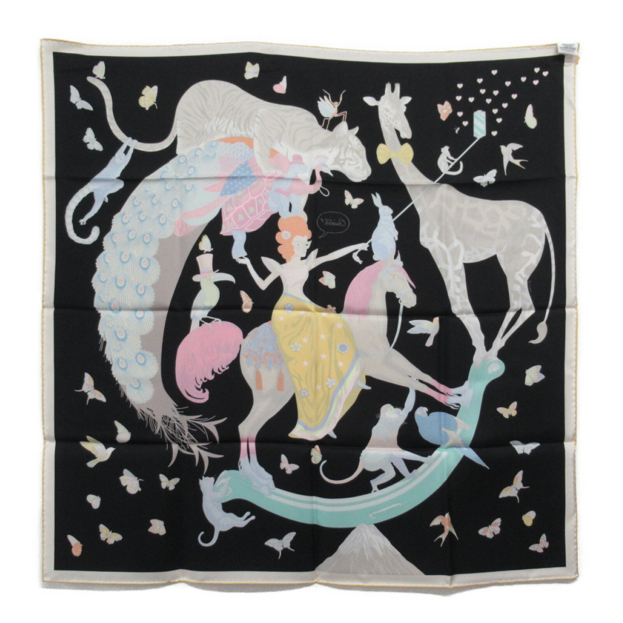 Hermes HERMES Carré 90 "Hermes Story" Scarf Silk Women's Black