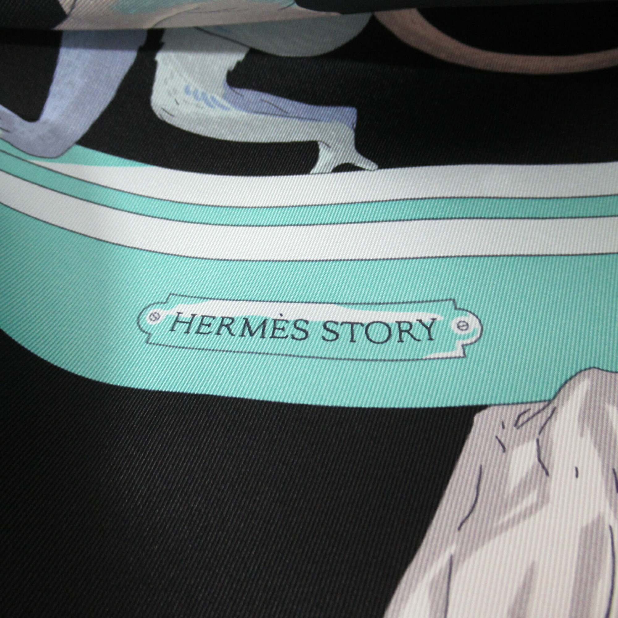 Hermes HERMES Carré 90 "Hermes Story" Scarf Silk Women's Black