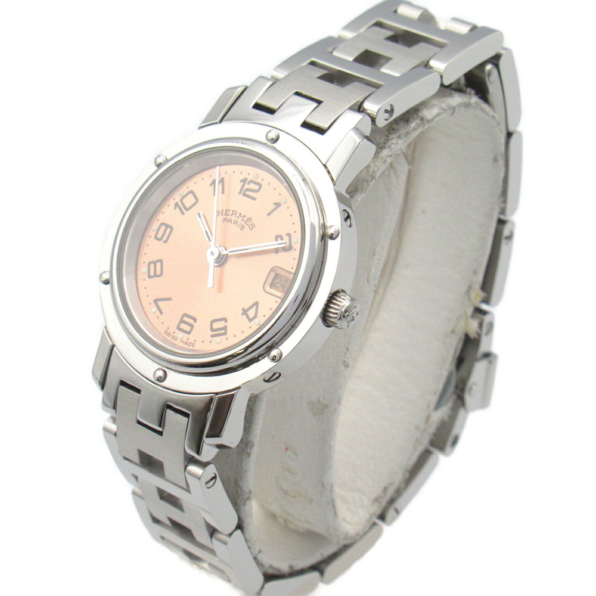 Hermes Clipper Watch Stainless Steel Ladies Pink CL4.210