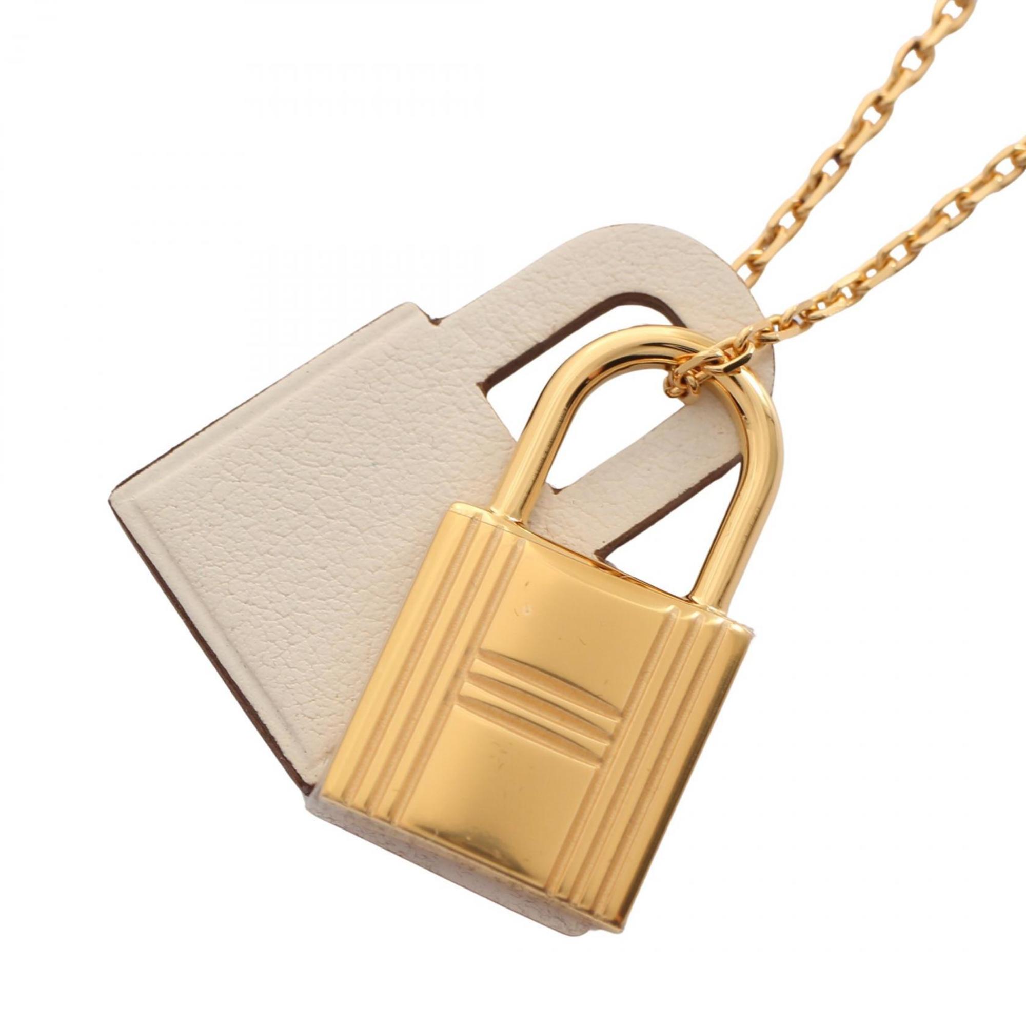 Hermes HERMES O'Kelly Necklace GP (Gold Plated) Veau Swift Ladies Gold White