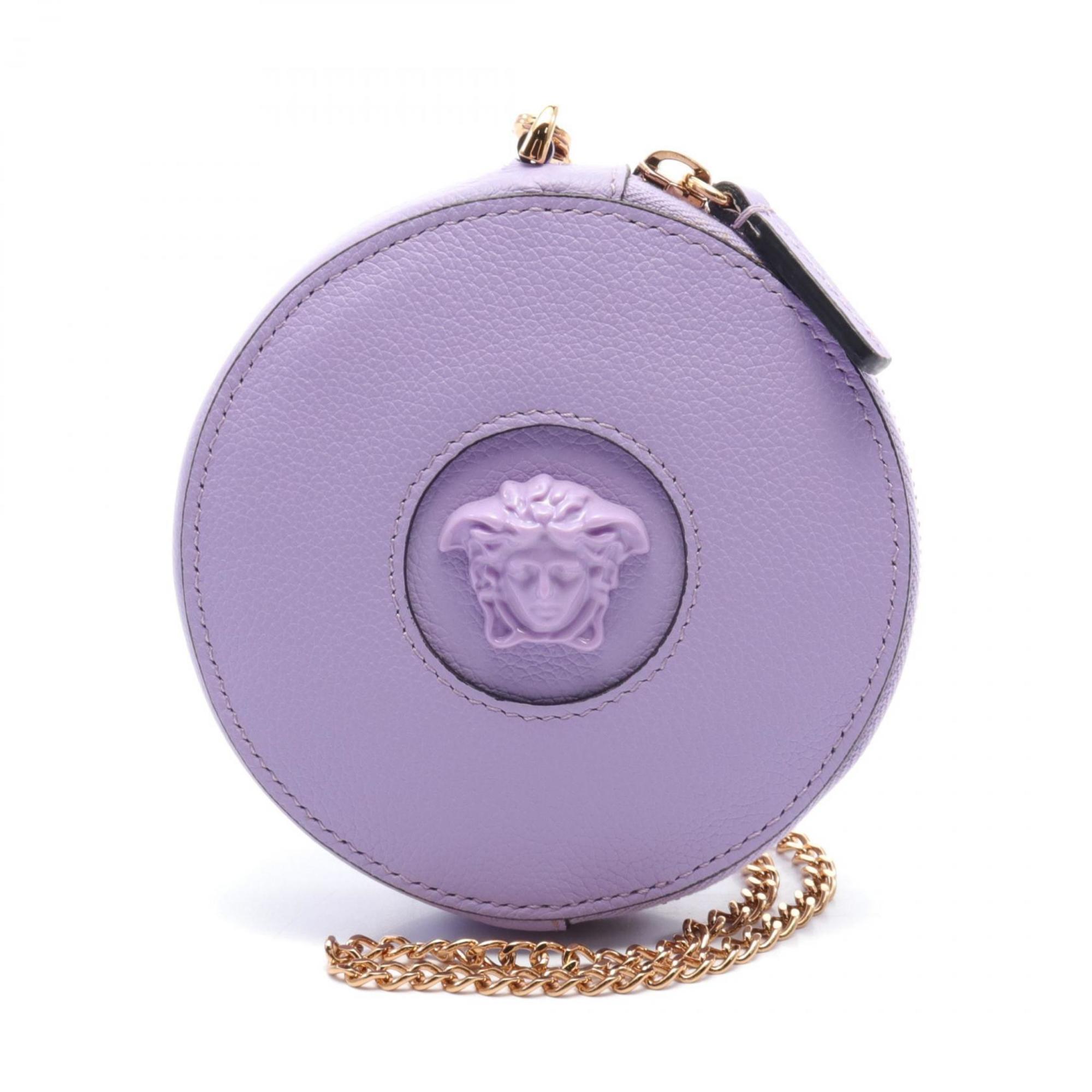 Versace Medusa Pouch Bag Leather Women's Purple