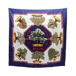 Hermes HERMES Carre 90 BONSAI Scarf Silk Women's Navy White Multicolor