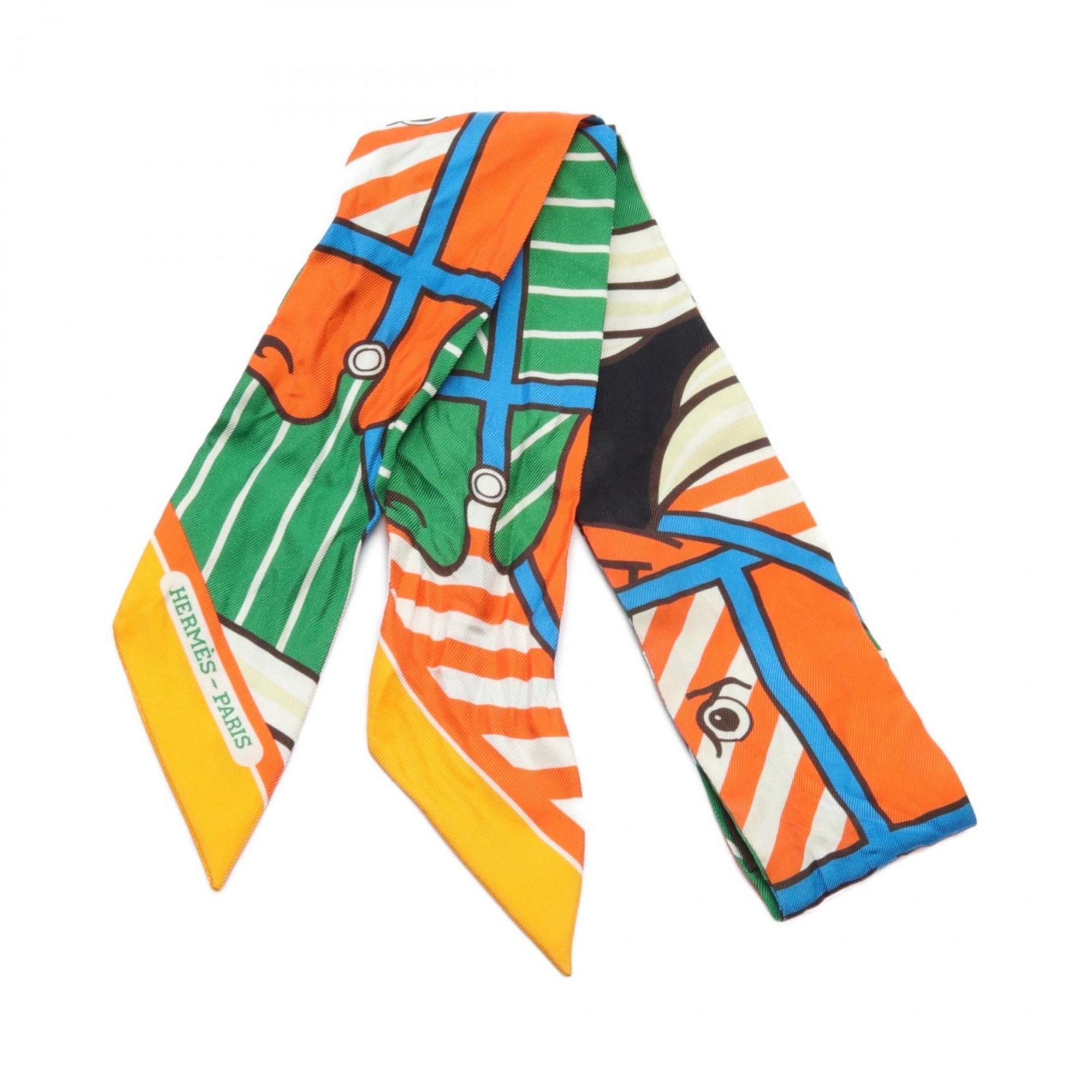 Hermes HERMES Twilly Quadrige Bayadere Scarf Silk Women's Multicolor