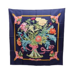 Hermes HERMES Carré 90 REGINA Scarf Silk Women's Navy Multicolor