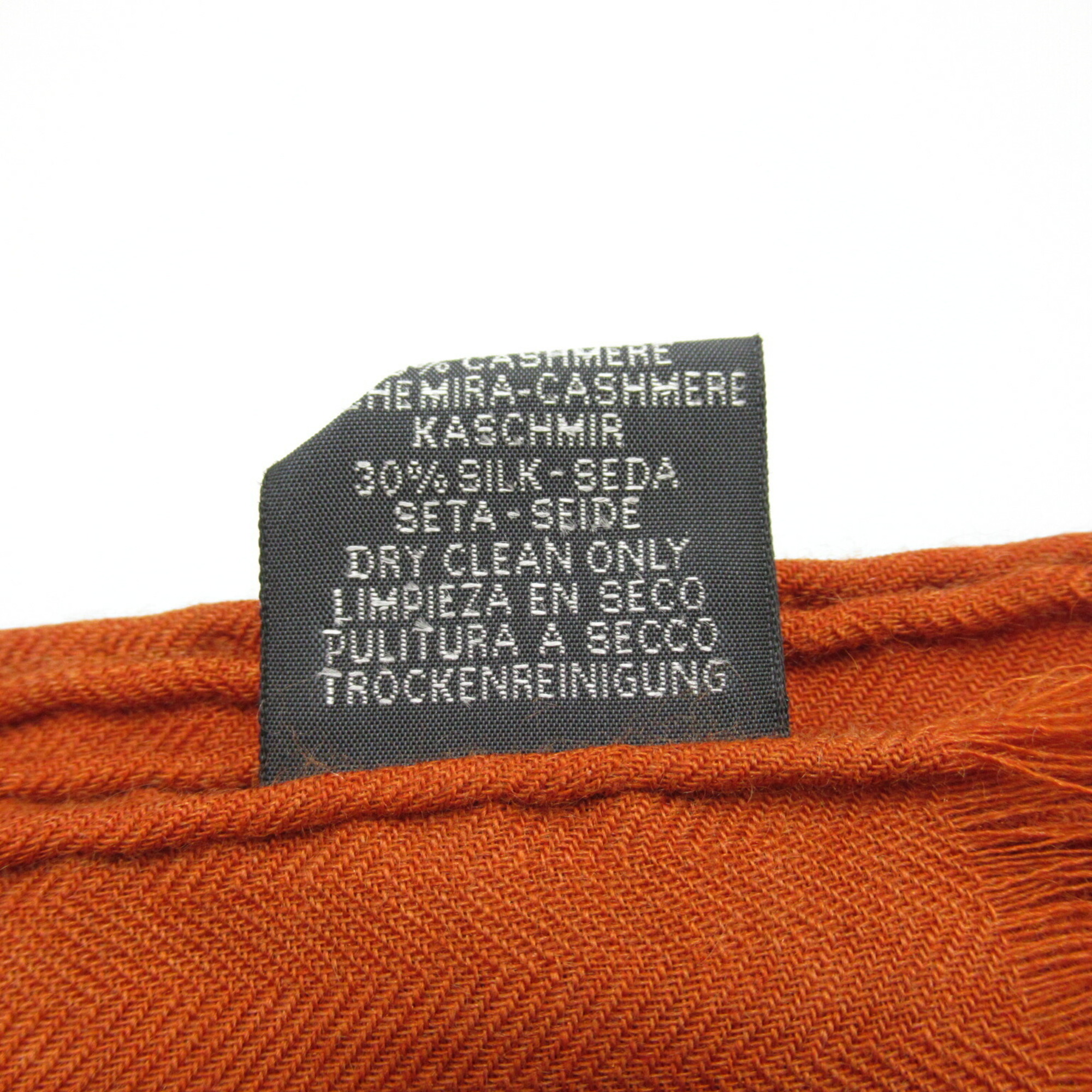 HERMES Carrejuan scarf cashmere women's orange