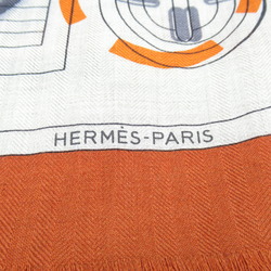 HERMES Carrejuan scarf cashmere women's orange