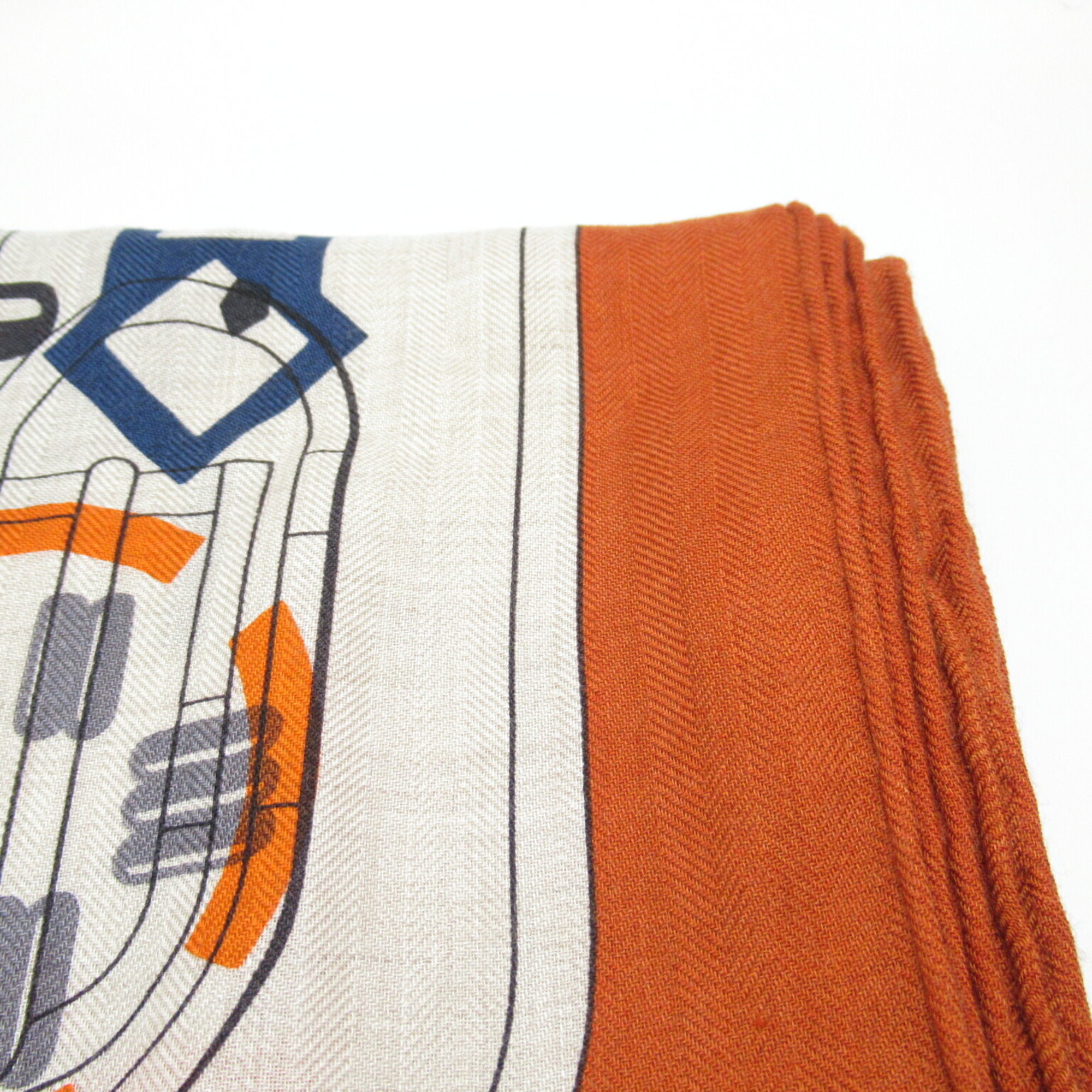 HERMES Carrejuan scarf cashmere women's orange