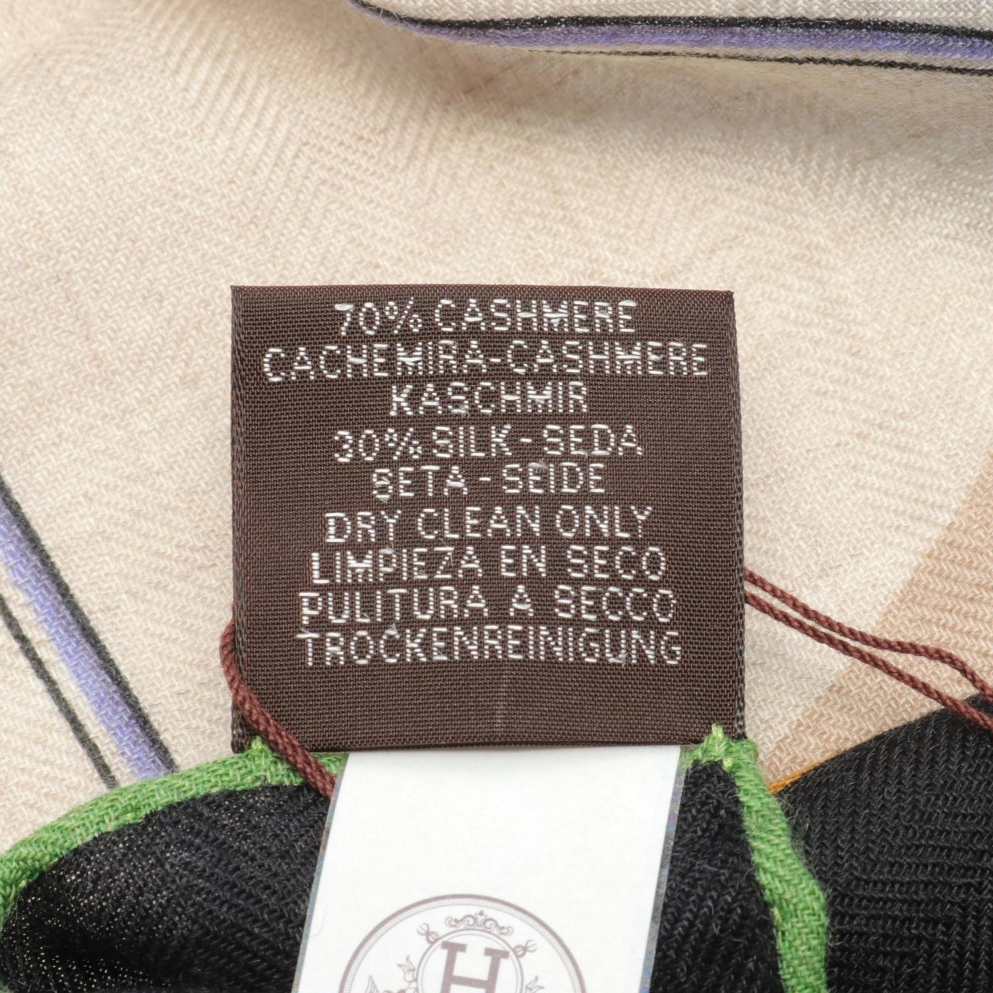 HERMES CARRE GÉAN 140 VOITURES EN EQUILIBRE Scarf/Scarf Silk Cashmere Women's Beige Black Multicolor