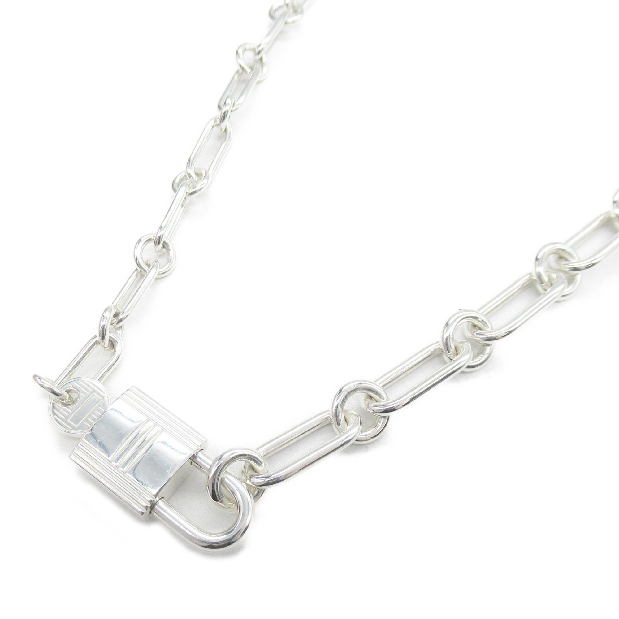 Hermes Alpha Kelly Padlock Necklace, Silver 925, Women's,