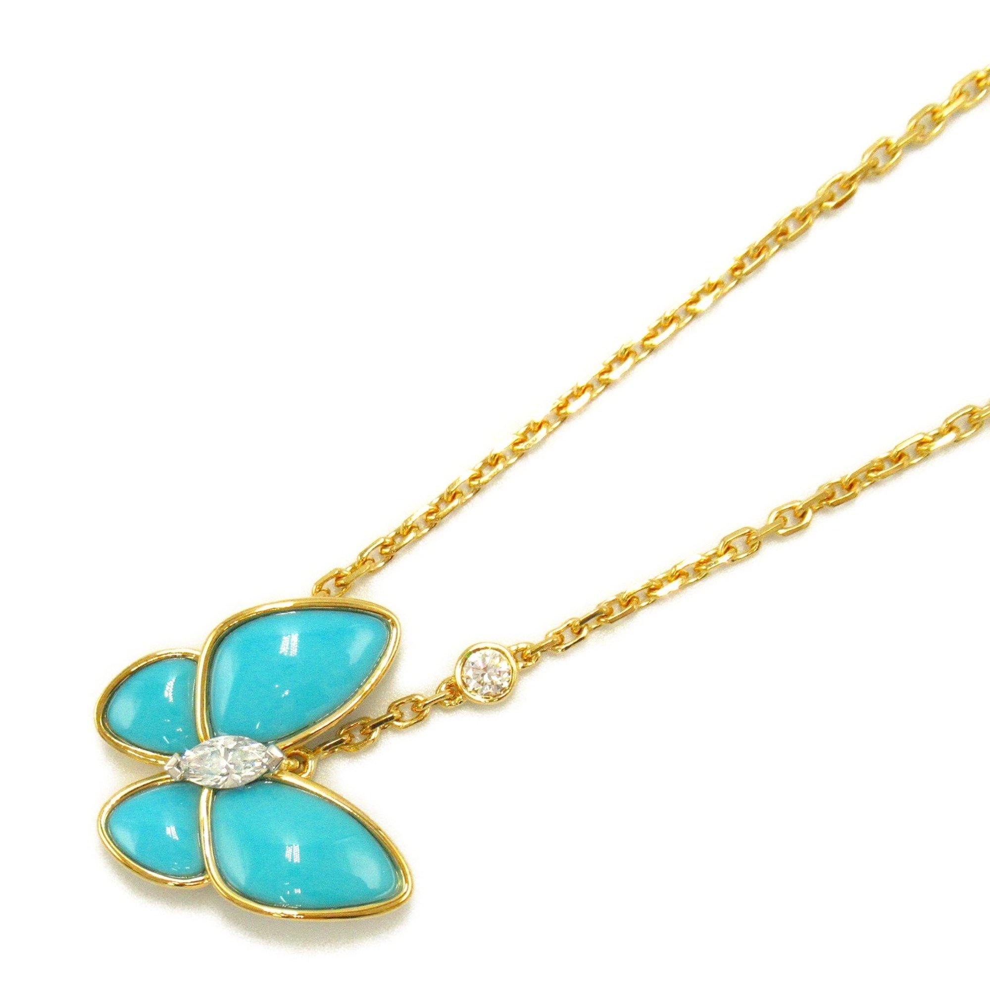 Van Cleef & Arpels De Papillon Turquoise Diamond Necklace K18 (yellow gold) K18WG (white Ladies Clear Blue VCARP7UP00