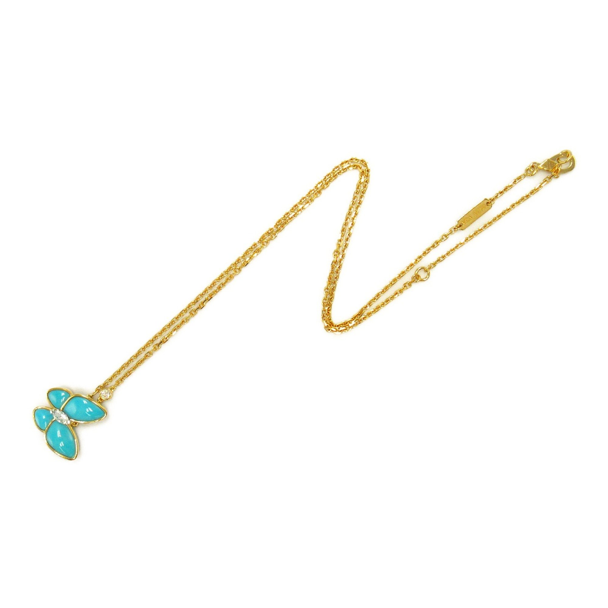 Van Cleef & Arpels De Papillon Turquoise Diamond Necklace K18 (yellow gold) K18WG (white Ladies Clear Blue VCARP7UP00