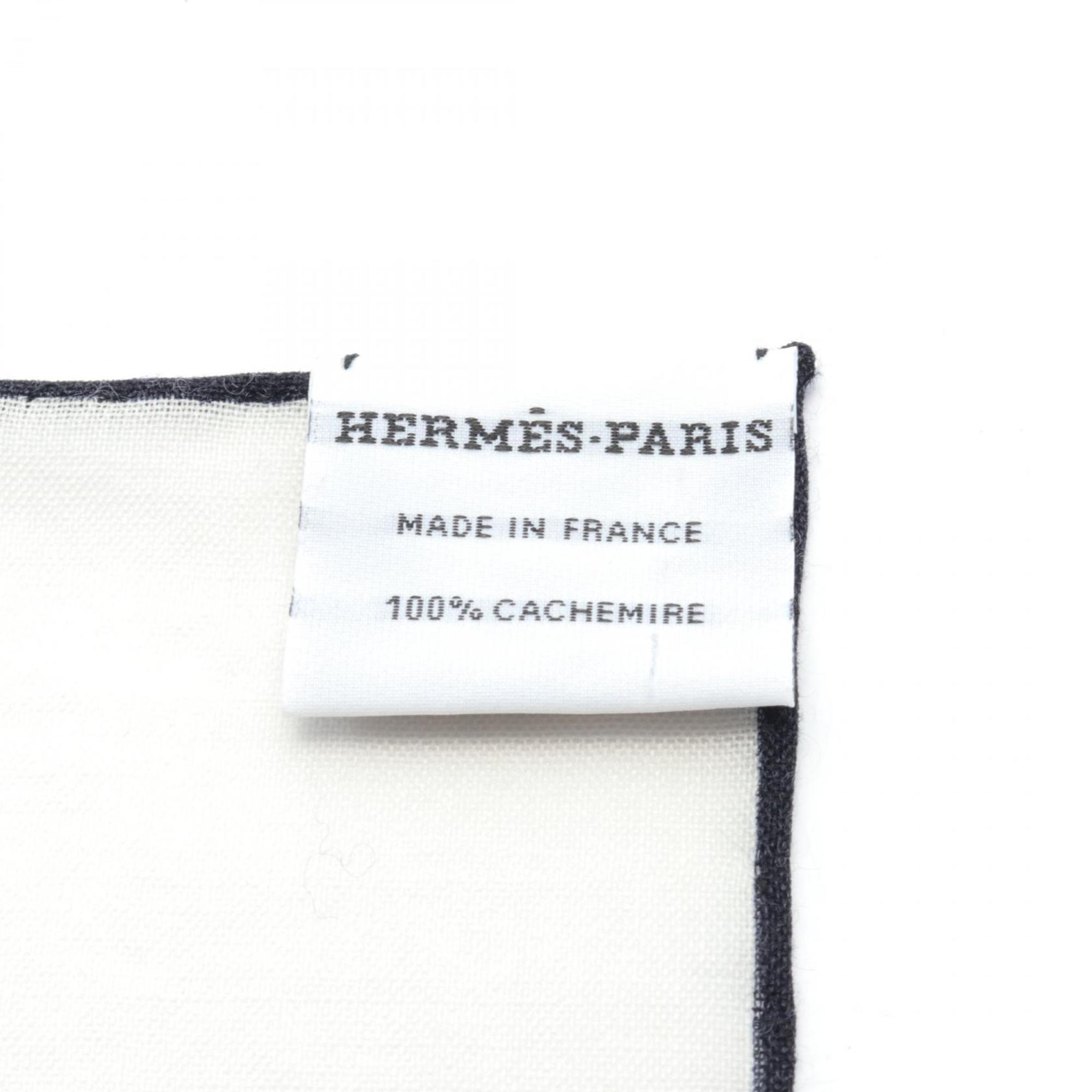 HERMES Carré 90 Léger INDEX PALMARUM Scarf Cashmere Women's White Multicolor