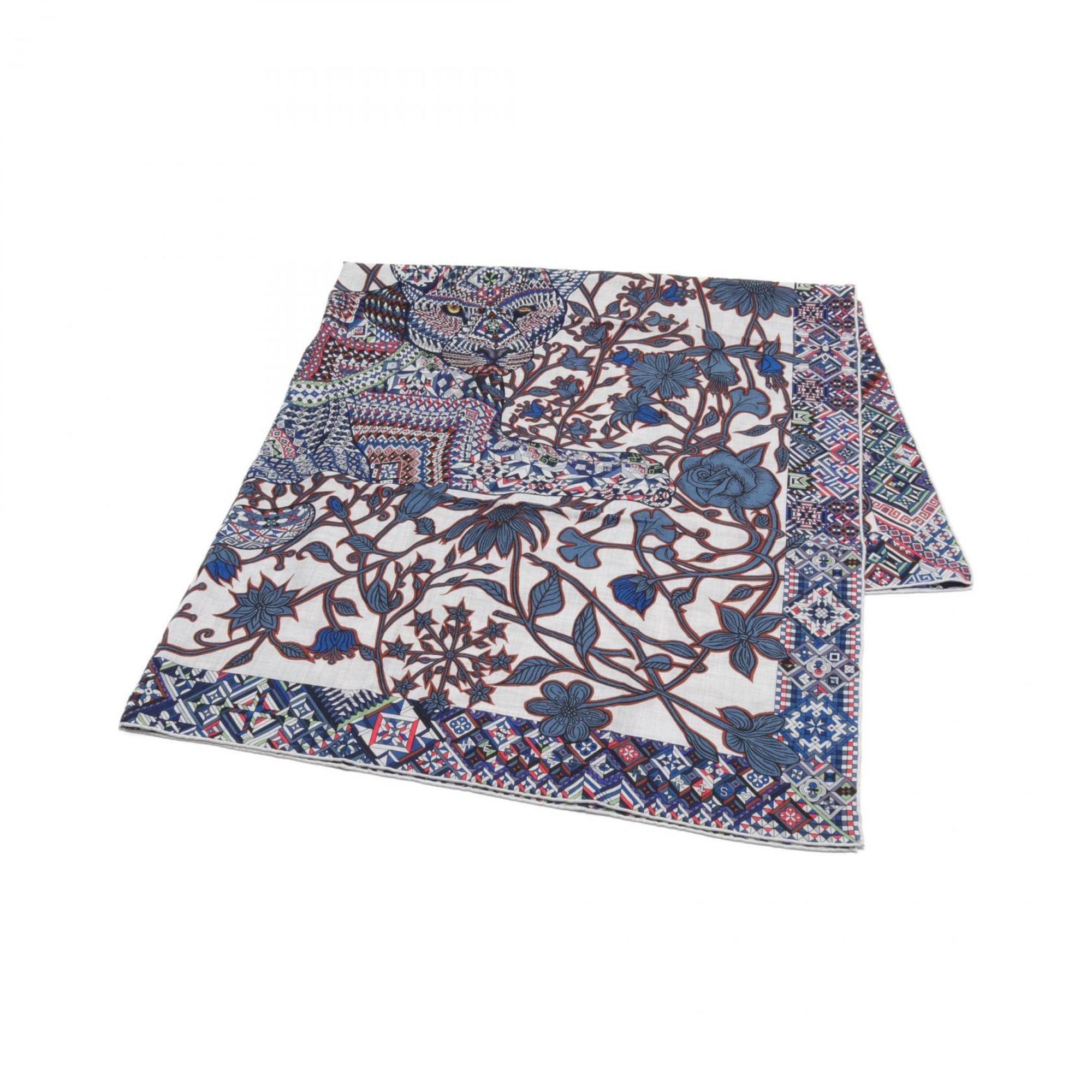 Hermes HERMES Carre Gean 140 LE JAGUAR ET COLIB Scarf Silk Cashmere Women's Navy Grey Multicolor