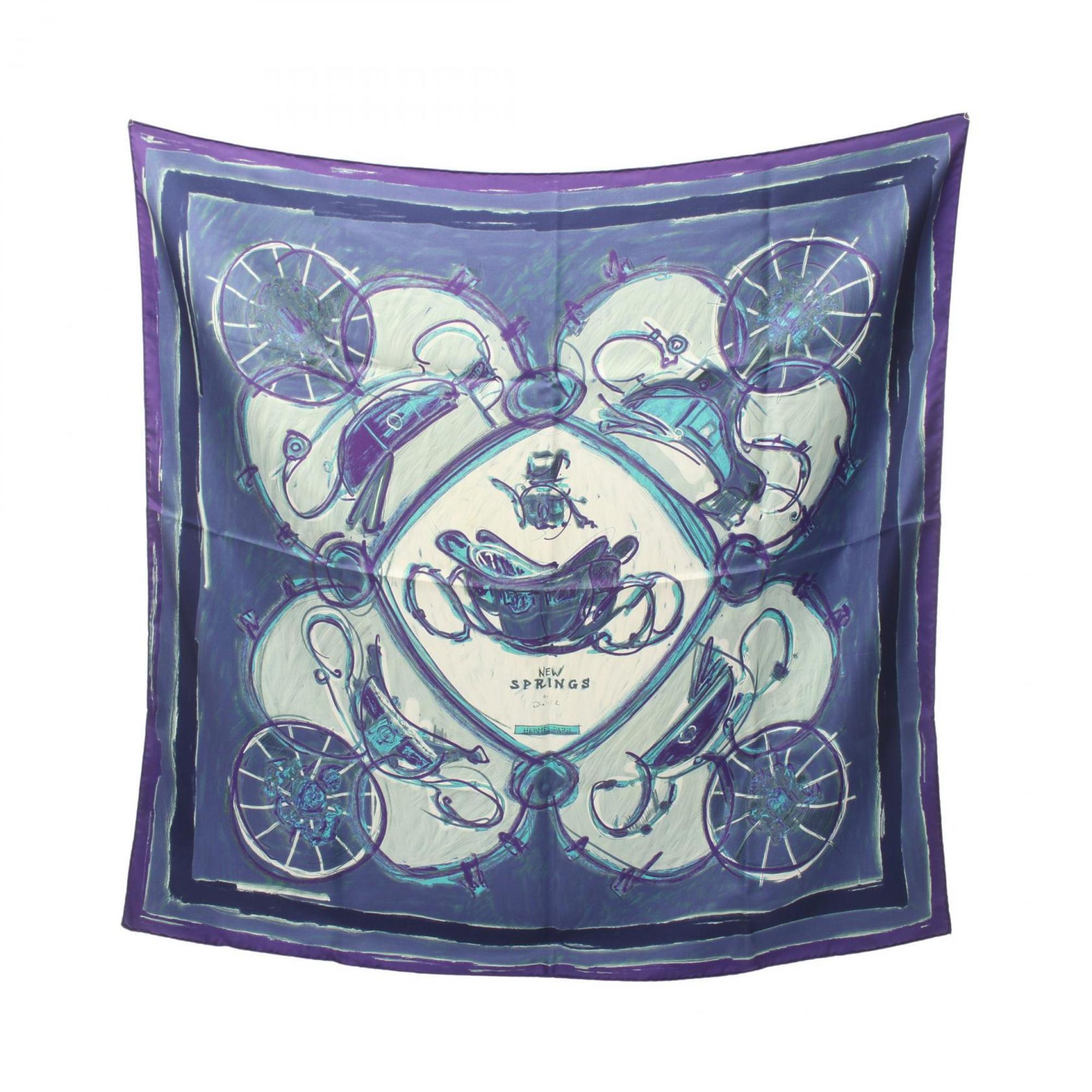 Hermes HERMES Carré 90 NEW SPRINGS Scarf Silk Women's Purple Multicolor