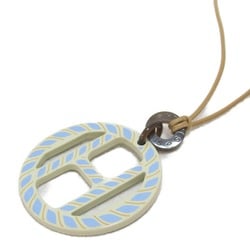 Hermes HERMES H Equipe Nautic Necklace Leather Buffalo Horn Women's Brown Cream Light Blue