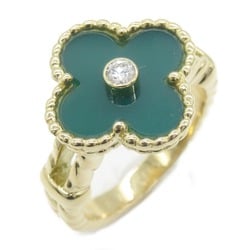 Van Cleef & Arpels Alhambra Green Chalcedony Diamond Ring, K18 (yellow gold), diamond, green chalcedony, ladies, clear,