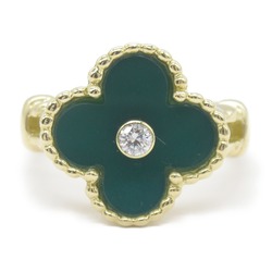 Van Cleef & Arpels Alhambra Green Chalcedony Diamond Ring, K18 (yellow gold), diamond, green chalcedony, ladies, clear,