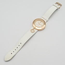 Van Cleef & Arpels Charm Diamond Bezel Wristwatch K18PG (Pink Gold) Leather Strap Women's Silver 2572114