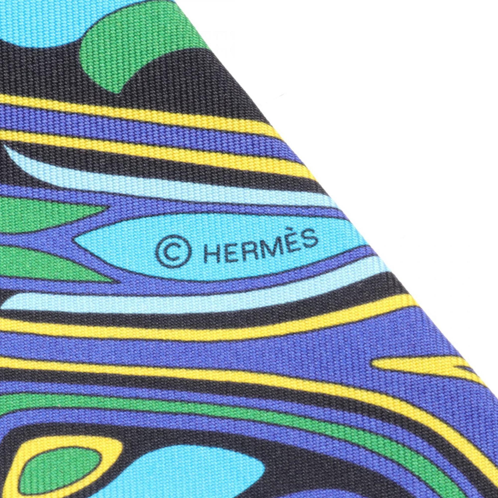 Hermes HERMES Twilly Folklore Scarf Silk Women's Black Pink Multicolor