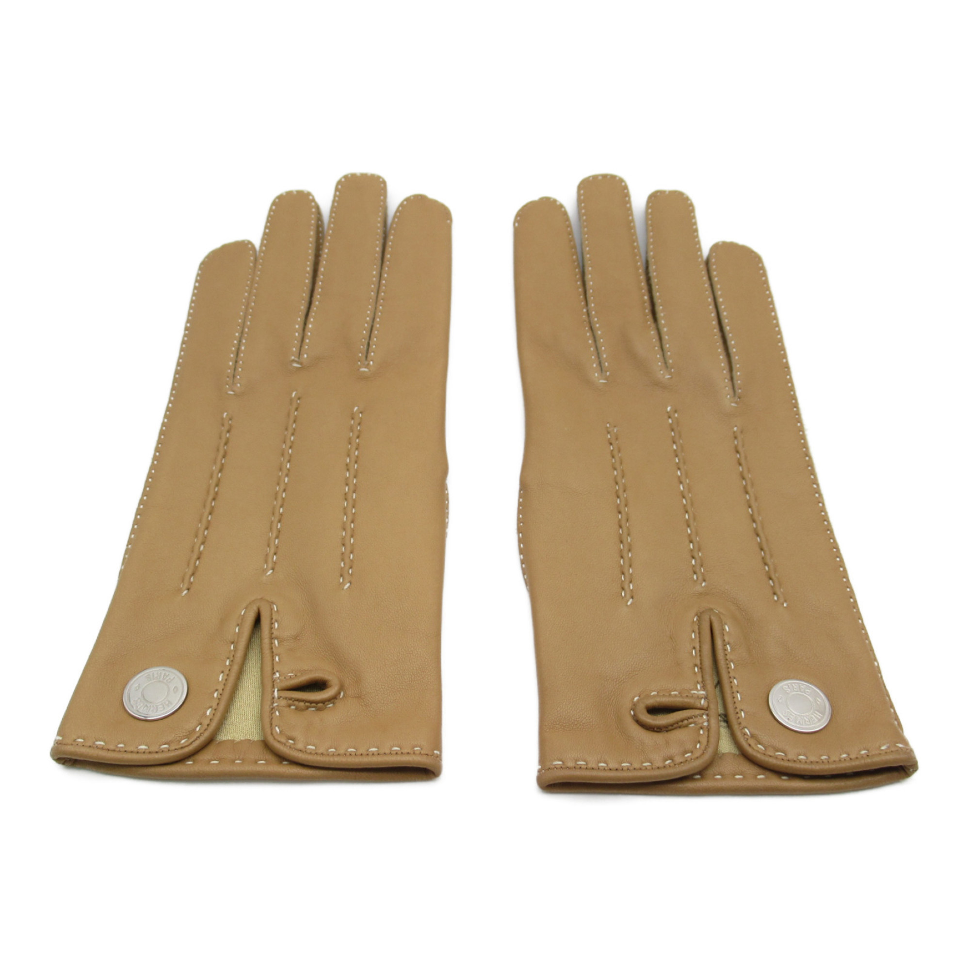 Hermes HERMES Gloves Leather Women's Beige