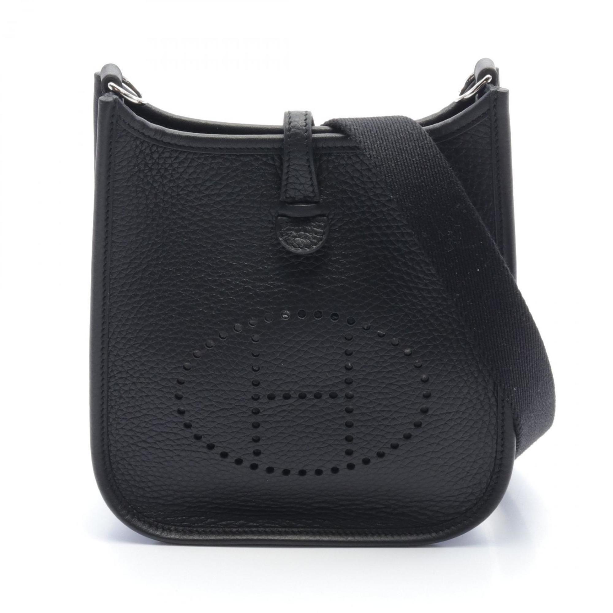 Hermes HERMES Evelyn TPM Shoulder Bag Taurillon Clemence Women's Black W Engraved SIL