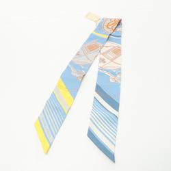 Hermes Twilly EX-LIBRIS Scarf Silk Women's Blue Multicolor