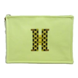 Hermes HERMES H Tissage Pouch Bag Canvas Toile Decoracio Women's Yellow