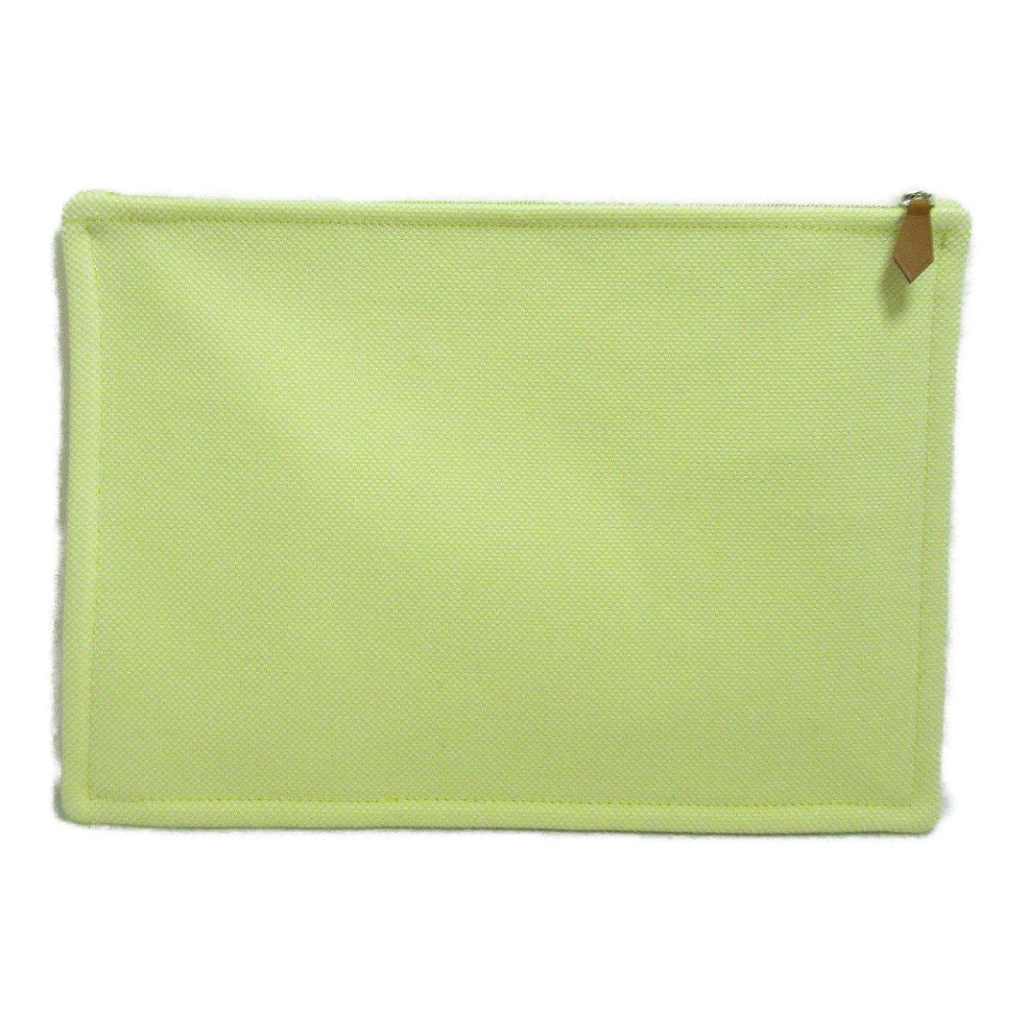 Hermes HERMES H Tissage Pouch Bag Canvas Toile Decoracio Women's Yellow