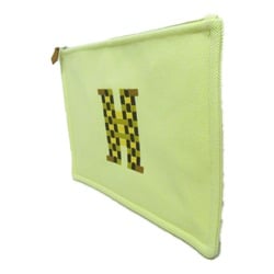 Hermes HERMES H Tissage Pouch Bag Canvas Toile Decoracio Women's Yellow