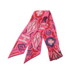 Hermes HERMES Twilly Kelly en Perles Ribbon Scarf Silk Women's Pink Multicolor