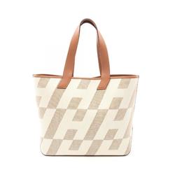 Hermes HERMES H Ambier GM Tote Bag Swift Toile Women's White Brown