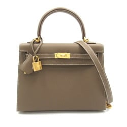 Hermes Kelly 25 handbag, calf leather, Epsom grey, for women