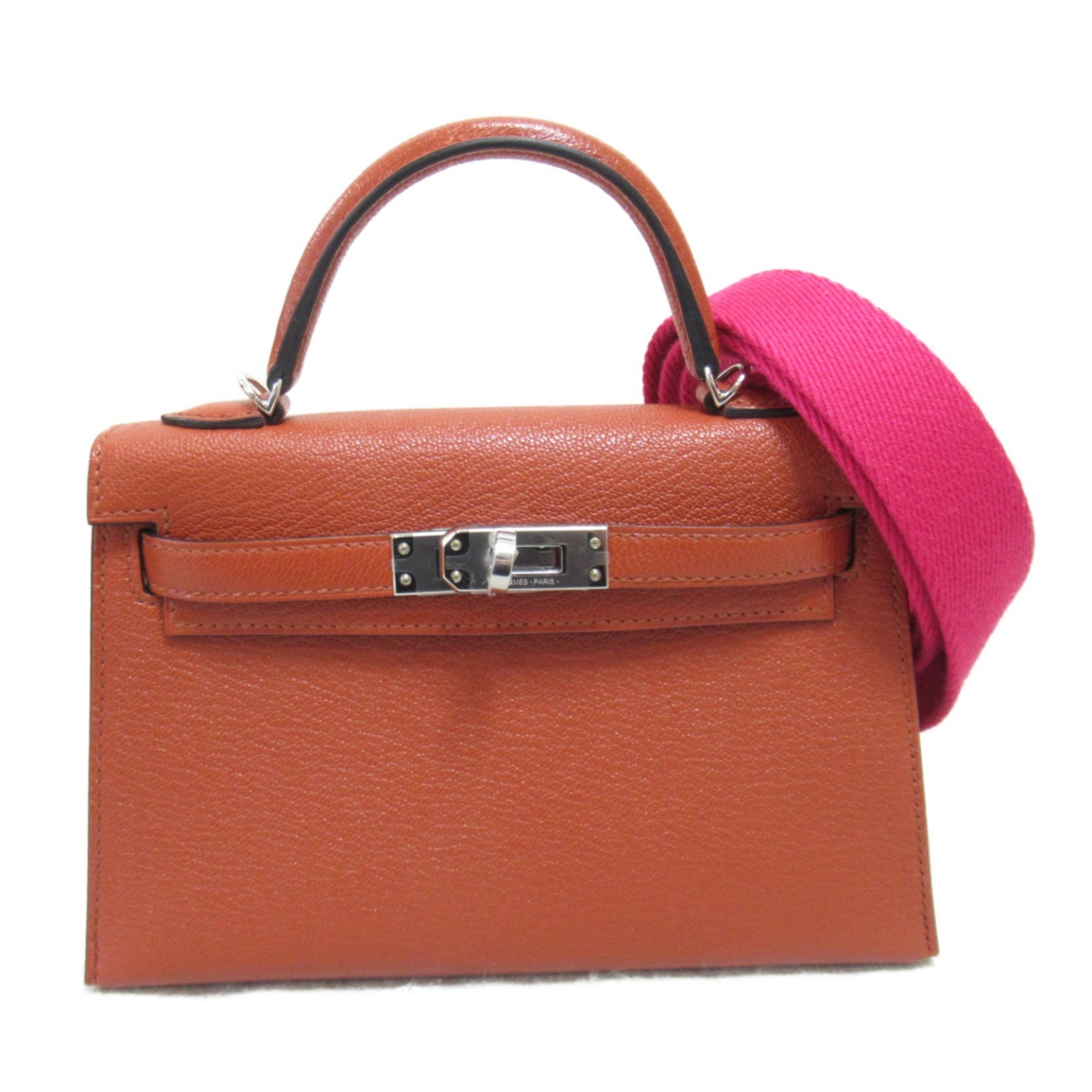 Hermes HERMES Kelly 2 MINI Cuivre Handbag Bag Leather Chevre Women's Brown 083851CK